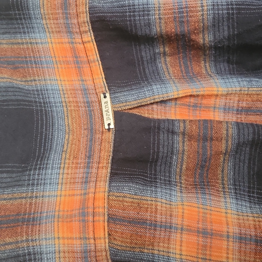 Prana Brown And Orange Plaid Button Down Size Small - Picture 7 of 7